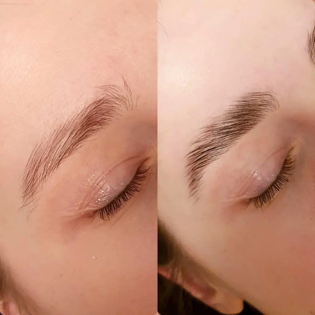 With brow lamination you can shape eyebrows in the right direction, visually lift the eyebrow arch. Hide gaps and create impression of thicker eyebrows.